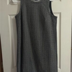 LOFT Black and White Patterned Midi Dress